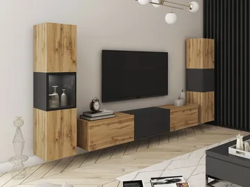 Bergfelde Tv-Enhet 3-delar med Belysning - Förvaring - Förvaringsmöbler - Möbelset för vardagsrum