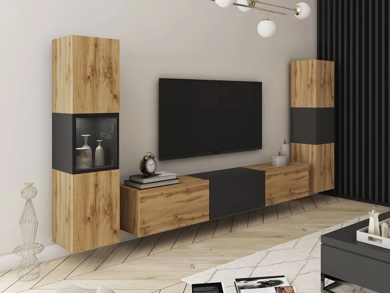 Bergfelde Tv-Enhet 3-delar med Belysning - Förvaring - Förvaringsmöbler - Möbelset för vardagsrum