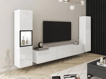 Bergfelde Tv-Enhet 3-delar med Belysning - Förvaring - Förvaringsmöbler - Möbelset för vardagsrum