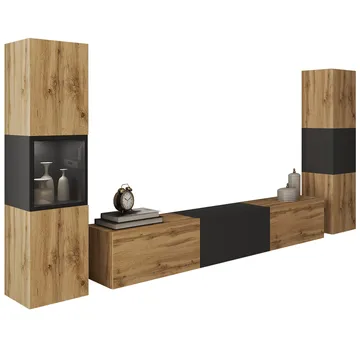 Bergfelde Tv-Enhet 3-delar med Belysning - Förvaring - Förvaringsmöbler - Möbelset för vardagsrum