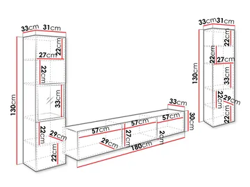 Bergfelde Tv-Enhet 3-delar - Förvaring - Förvaringsmöbler - Möbelset för vardagsrum