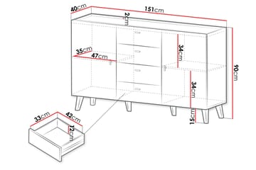 Betsi Skänk 151x40 cm - Förvaring - Förvaringsmöbler - Sideboard & skänk