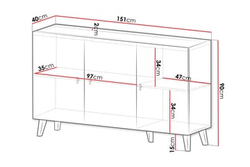 Betsi Skänk 151x40 cm - Förvaring - Förvaringsmöbler - Sideboard & skänk