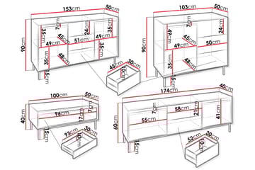 Bjurholm Möbelset För Vardagsrum - Beige - Förvaring - Förvaringsmöbler - Möbelset för vardagsrum