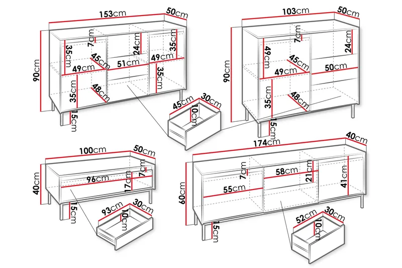 Bjurholm Möbelset För Vardagsrum - Beige - Förvaring - Förvaringsmöbler - Möbelset för vardagsrum