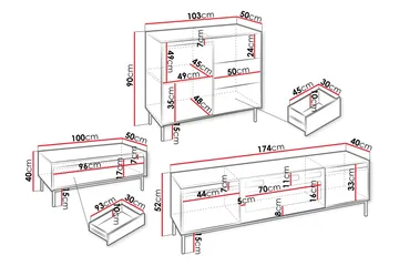 Bjurholm Möbelset För Vardagsrum - Beige - Förvaring - Förvaringsmöbler - Möbelset för vardagsrum
