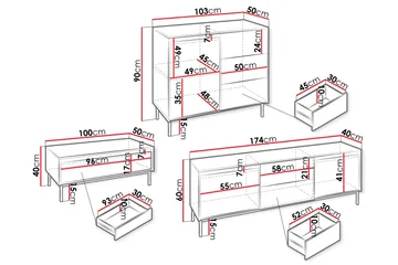 Bjurholm Möbelset För Vardagsrum - Beige - Förvaring - Förvaringsmöbler - Möbelset för vardagsrum