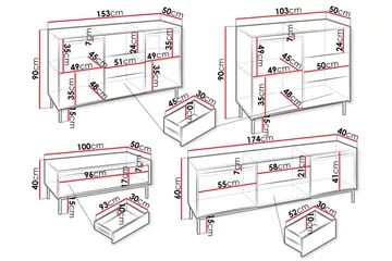 Bjurholm Möbelset För Vardagsrum - Svart - Förvaring - Förvaringsmöbler - Möbelset för vardagsrum