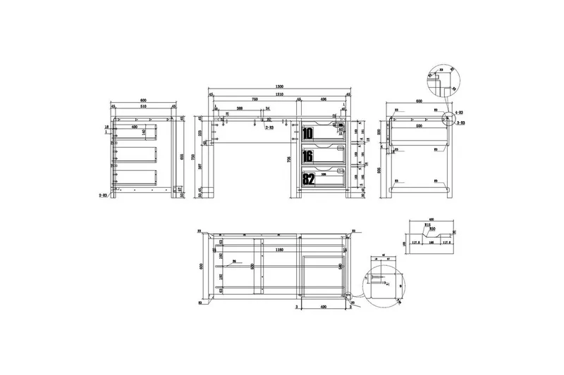 Bokhylla och Skrivbord Alex - Förvaring - Förvaringsmöbler - Möbelset för vardagsrum
