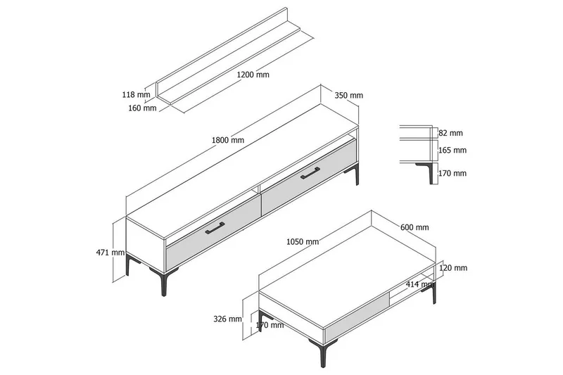 Brutorp Möbelset För Vardagsrum - Valnöt - Förvaring - Förvaringsmöbler - Möbelset för vardagsrum