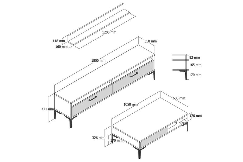Brutorp Möbelset För Vardagsrum - Valnöt - Förvaring - Förvaringsmöbler - Möbelset för vardagsrum
