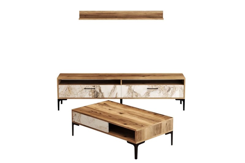 Brutorp Möbelset För Vardagsrum, Valnöt/Vit