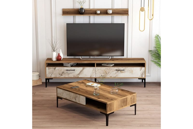 Brutorp Möbelset För Vardagsrum - Valnöt/Vit - Förvaring - Förvaringsmöbler - Möbelset för vardagsrum