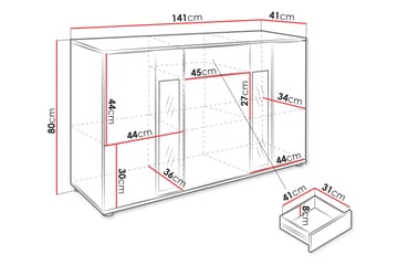 Bunta Skänk 141x41 cm - Brun/Vit - Förvaring - Förvaringsmöbler - Sideboard & skänk