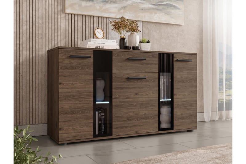 Bunta Skänk 141x41 cm, Svart/Vit