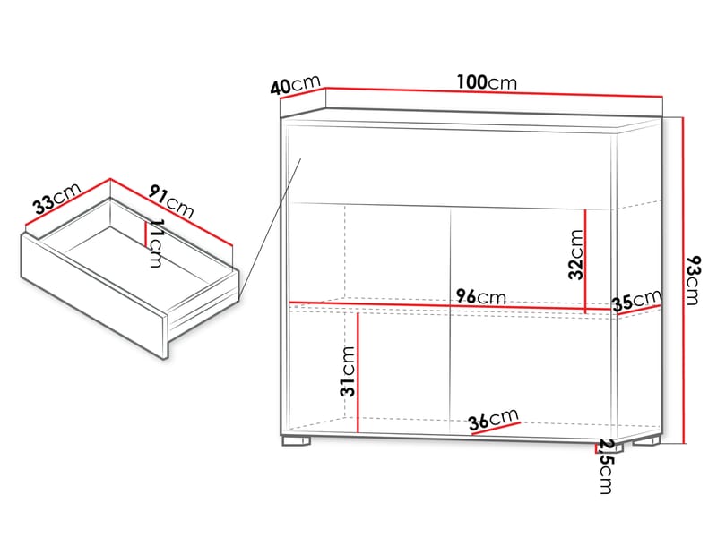 Agawal Byrå 100 cm - Brun - Förvaring - Förvaringsmöbler - Byrå