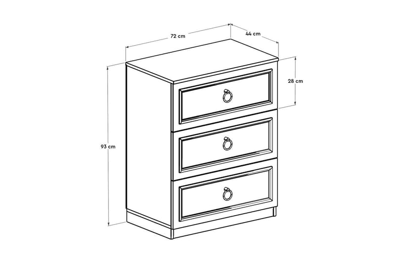 Byrå Ajra 72x93 cm Vit - Hanah Home - Byrå - Hallbyrå - Hallförvaring