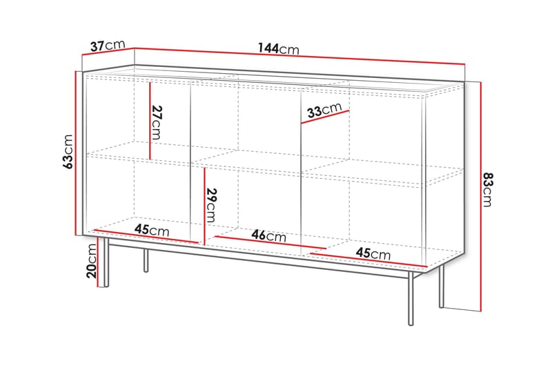 Akansh Byrå 144 cm - Beige - Förvaring - Förvaringsmöbler - Byrå