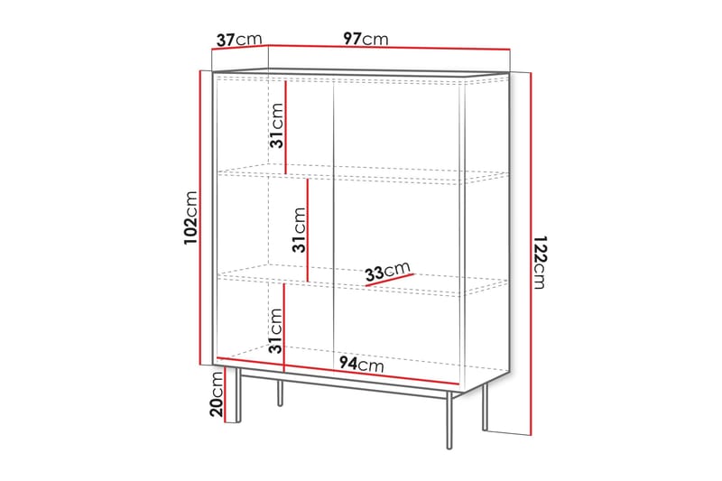 Akansh Byrå 97 cm - Beige - Förvaring - Förvaringsmöbler - Byrå