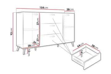 Akihiko Byrå 154 cm - Vit - Förvaring - Förvaringsmöbler - Byrå