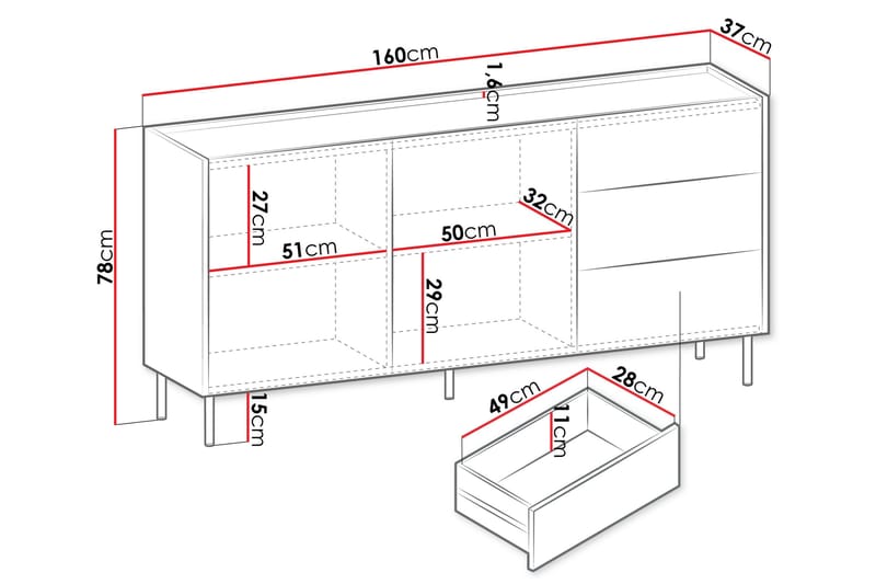 Akihito Byrå 160 cm - Brun - Förvaring - Förvaringsmöbler - Byrå