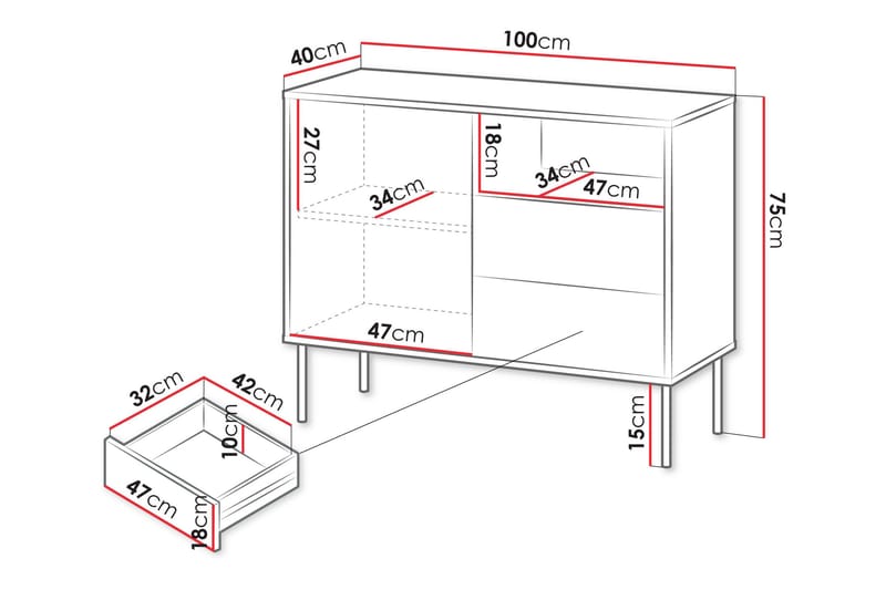 Akiko Byrå 100 cm - Beige - Förvaring - Förvaringsmöbler - Byrå