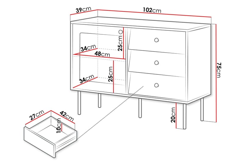 Akilesh Byrå 102 cm - Svart - Förvaring - Förvaringsmöbler - Byrå