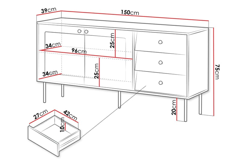 Akilesh Byrå 150 cm - Svart - Förvaring - Förvaringsmöbler - Byrå