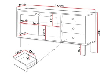Akilesh Byrå 150 cm - Vit - Förvaring - Förvaringsmöbler - Byrå
