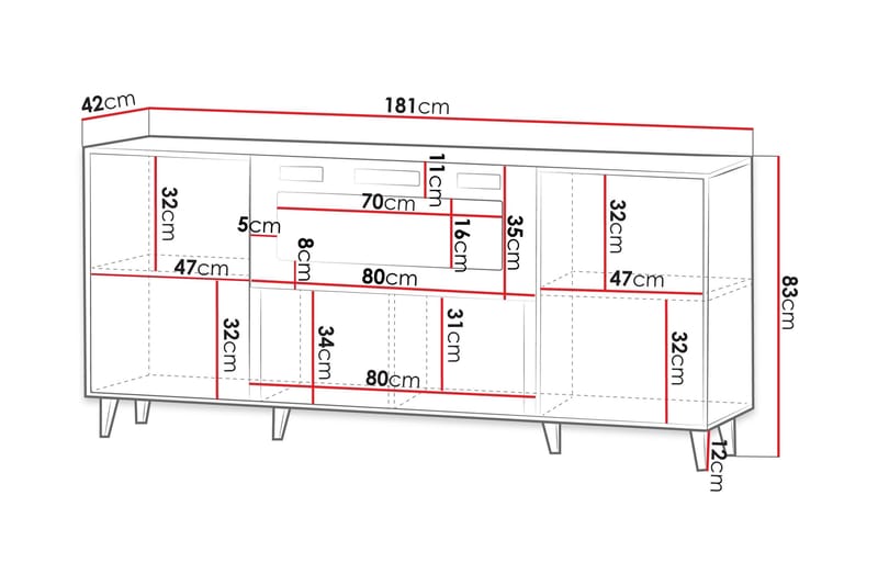 Akimasa Byrå 181 cm - Natur - Förvaring - Förvaringsmöbler - Byrå