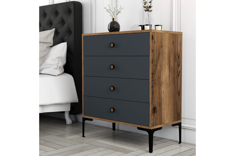 Byrå Ameias 76x90,7 cm Brun/Antracit - Hanah Home - Förvaring - Förvaringsmöbler - Byrå - Hallbyrå
