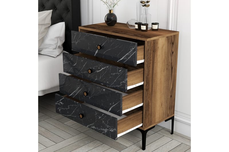 Byrå Ameias 76x90,7 cm Brun/Svart - Hanah Home - Förvaring - Förvaringsmöbler - Byrå - Hallbyrå
