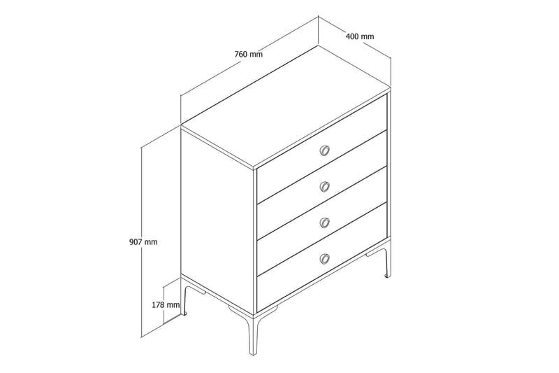 Byrå Ameias 76x90,7 cm Brun/Vit - Hanah Home - Byrå - Hallbyrå - Hallförvaring