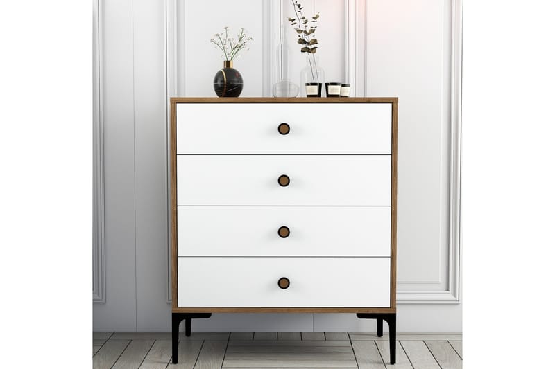 Byrå Ameias 76x90,7 cm Brun/Vit - Hanah Home - Förvaring - Förvaringsmöbler - Byrå - Hallbyrå