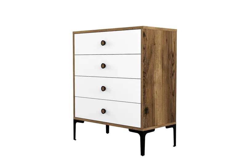 Ameias Byrå 76x90,7 cm Brun/Vit, Hanah Home