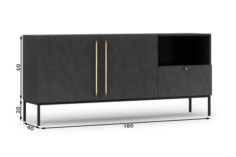 Anjal Byrå 180 cm - Svart - Förvaring - Förvaringsmöbler - Byrå