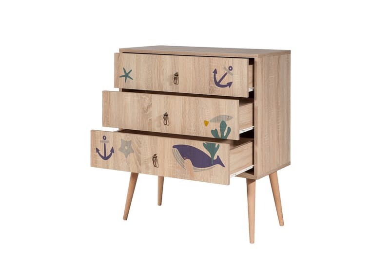 Bertoaria Byrå 80x89 cm Brun - Hanah Home - Förvaring - Förvaringsmöbler - Byrå - Hallbyrå