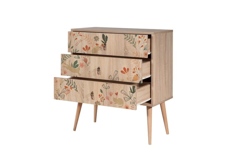 Bertoaria Byrå 80x89 cm Brun - Hanah Home - Förvaring - Förvaringsmöbler - Byrå - Hallbyrå