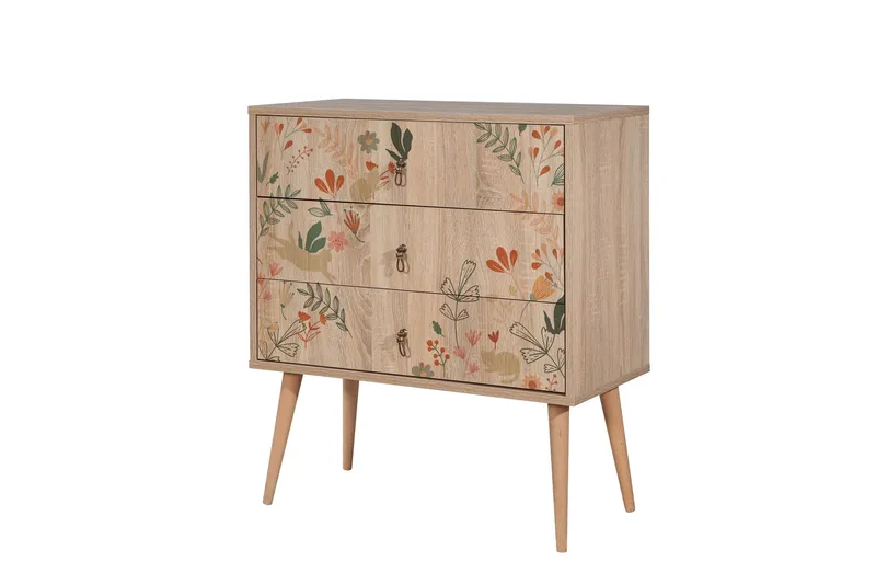 Bertoaria Byrå 80x89 cm Brun - Hanah Home - Förvaring - Förvaringsmöbler - Byrå - Hallbyrå