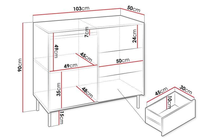 Byrå Bjurholm 103 cm - Vit - Förvaring - Förvaringsmöbler - Byrå