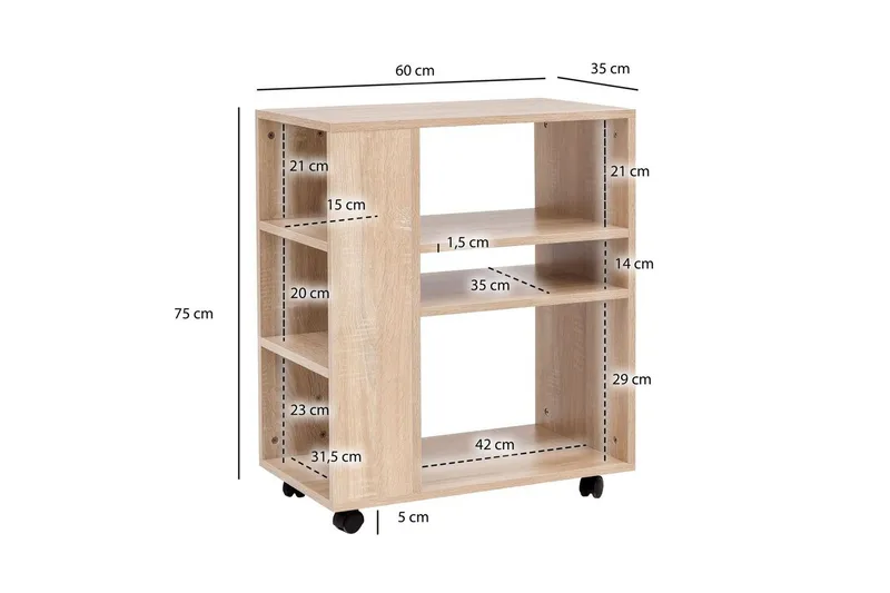 Bokhylla Wohnling mobil, modern och enkel med olika förvaringsfack Sonoma - Sonoma - Förvaring - Förvaringsmöbler - Byrå - Hurts