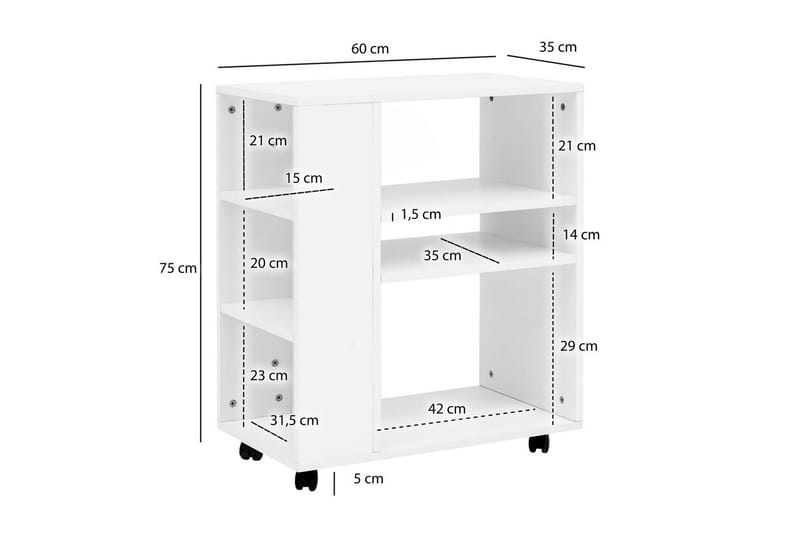 Bokhylla Wohnling mobil, modern och enkel med olika förvaringsfack Vit - Vit - Förvaring - Förvaringsmöbler - Byrå - Hurts