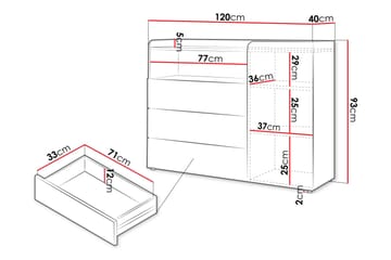 Buhan Byrå 120 cm - Beige/Brun - Förvaring - Förvaringsmöbler - Byrå