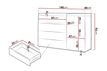 Buhan Byrå 140 cm - Beige/Brun - Förvaring - Förvaringsmöbler - Byrå