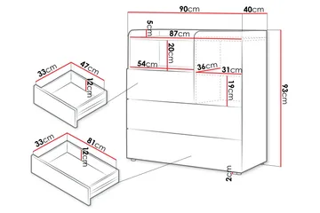 Buhan Byrå 90 cm - Beige/Brun - Förvaring - Förvaringsmöbler - Byrå