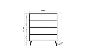 Byrå 95x111 cm - Vit/Svart/Röd - Förvaring - Förvaringsmöbler - Byrå