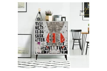 Byrå 95x111 cm - Vit/Svart/Röd - Förvaring - Förvaringsmöbler - Byrå