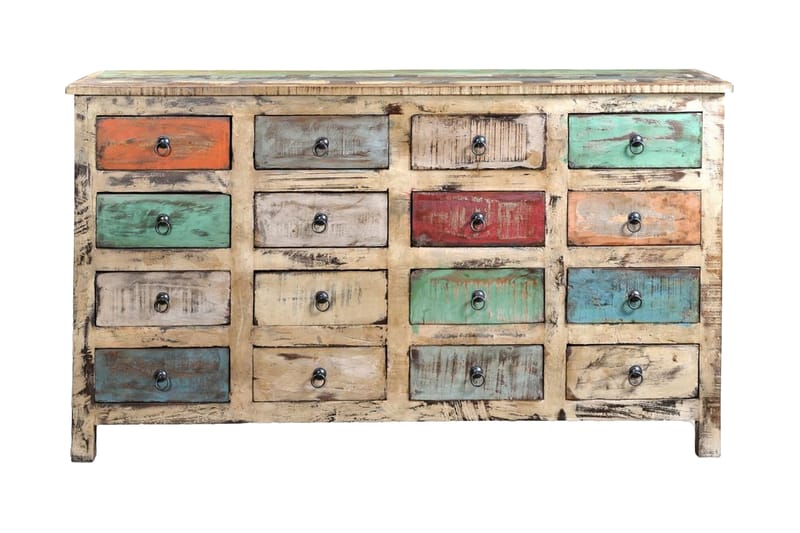 Byrå antik återvunnet trä 16 lådor flerfärgad - Brun - Byrå - Hallbyrå - Hallförvaring