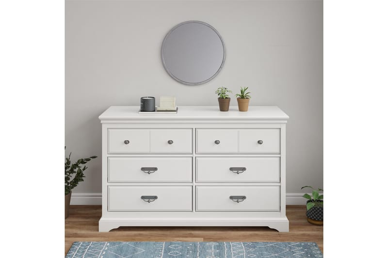 Byrå Bristol 151x49 cm 6 Lådor Vit - Dorel Home - Förvaring - Förvaringsmöbler - Byrå