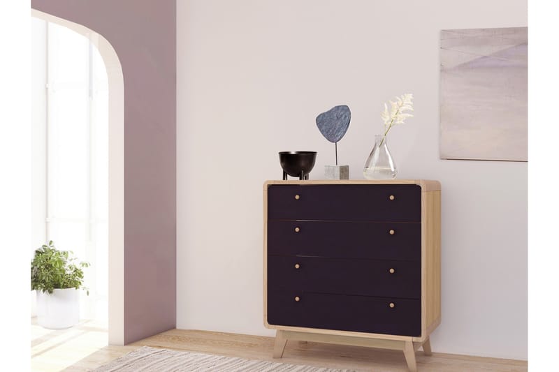 Byrå Caitlyn 80x39 cm - Natur/Svart - Förvaring - Förvaringsmöbler - Byrå